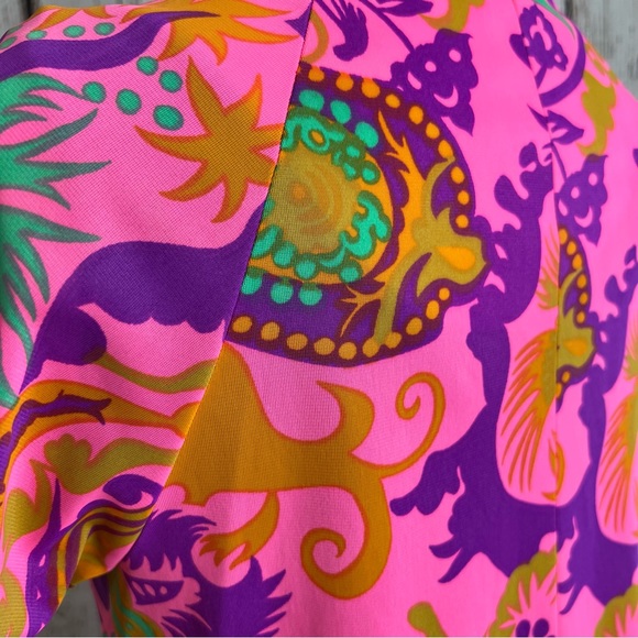 🎉HP🎉 Vintage Val Mode MOD Psychedelic Floral Blouse Shirt Top EUC Size SMALL - Picture 6 of 16